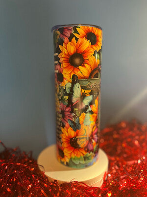 Bible, Emergency Numbers, Affirmations, Colorful Sunflowers 20oz Tumbler