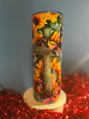 Bible, Emergency Numbers, Affirmations, Colorful Sunflowers 20oz Tumbler